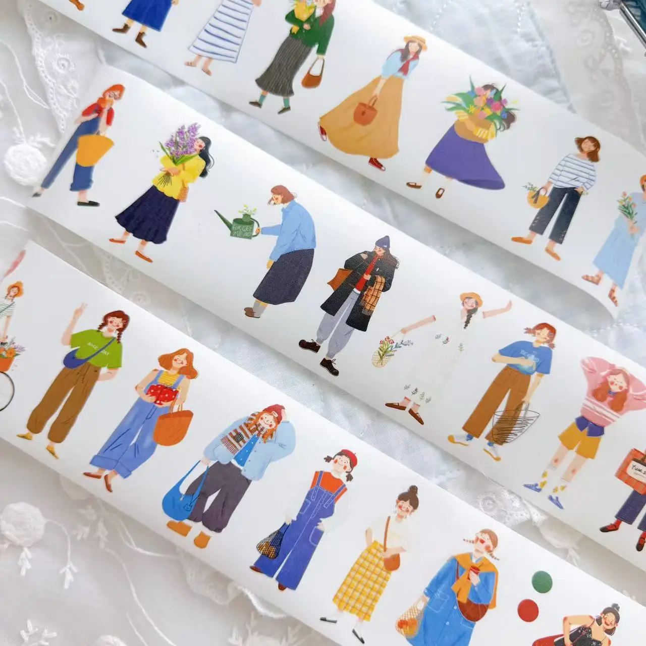 Soyi Studio Vintage Lovely Girls Washi Paper Tape for Planner Card Making DIY Scrapbooking Plan Decorative Sticker