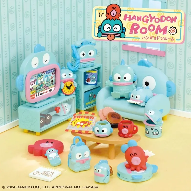 8pcs Sanrio Hangyodon Kamer Action Figure Speelgoed Voor Kinderen Gift Collectible Model Ornamenten Lelijke Vis Mini Blind Box Set