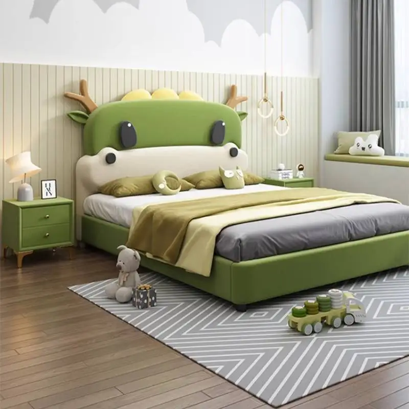 

Green Decoration Kids Beds Frame Wooden Nordic Design Modern Toddler Kids Bed Frame Boys Single Camas Infantiles Furniture Home