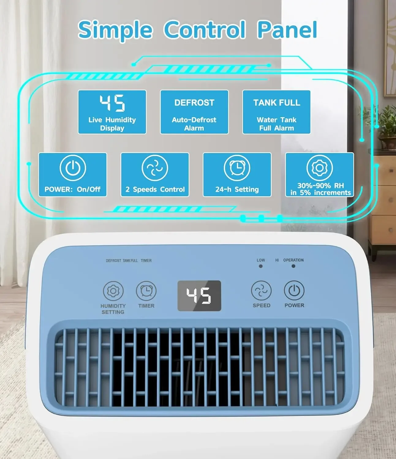 Dehumidifiers for Home, 1500 Sq. Ft Dehumidifiers with Drain Hose, 0.52 Gallon Water Tank for Basement Bathroom Bedroom, 24H Tim