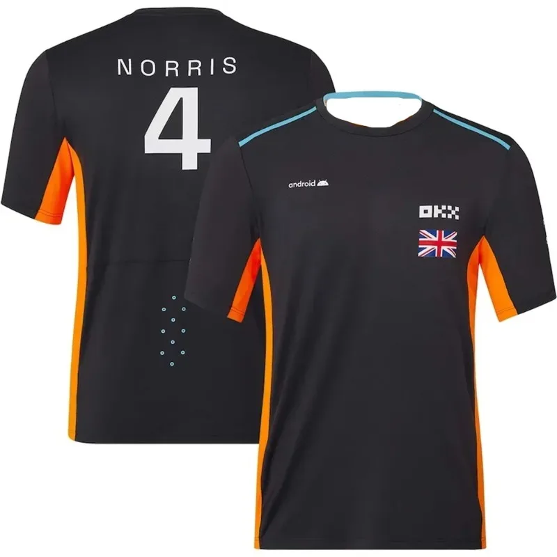 2025 Nuevo 4-81 F1 Racing Lando Norris Camiseta Ropa de carreras Deportes al aire libre Ropa de entrenamiento para adultos y mujeres Mangas cortas Top con estampado 3D