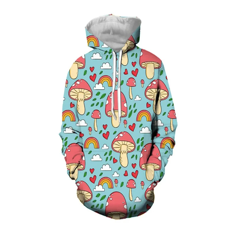 Felpa con cappuccio modello fungo divertente moda cartone animato manica lunga primavera autunno tendenza felpe con stampa 3D felpa allentata Harajuku Casual