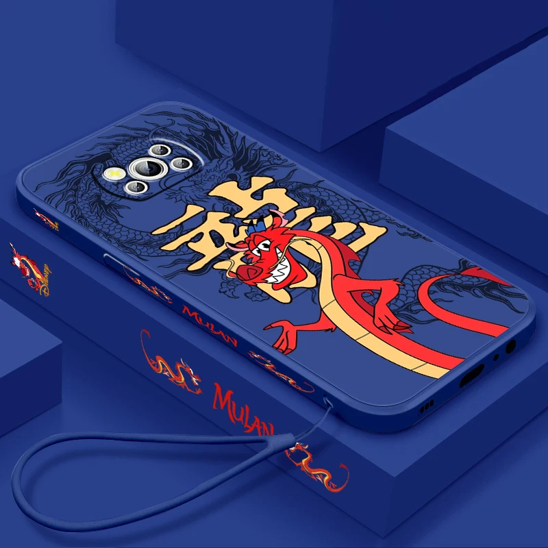 Disney Mulan Dragon Art Liquid Left Rope For Xiaomi Mi Poco X6 X5 X4 X3 M6 M5 M5S M4 M3 F5 F4 F3 Pro 5G TPU Phone Case