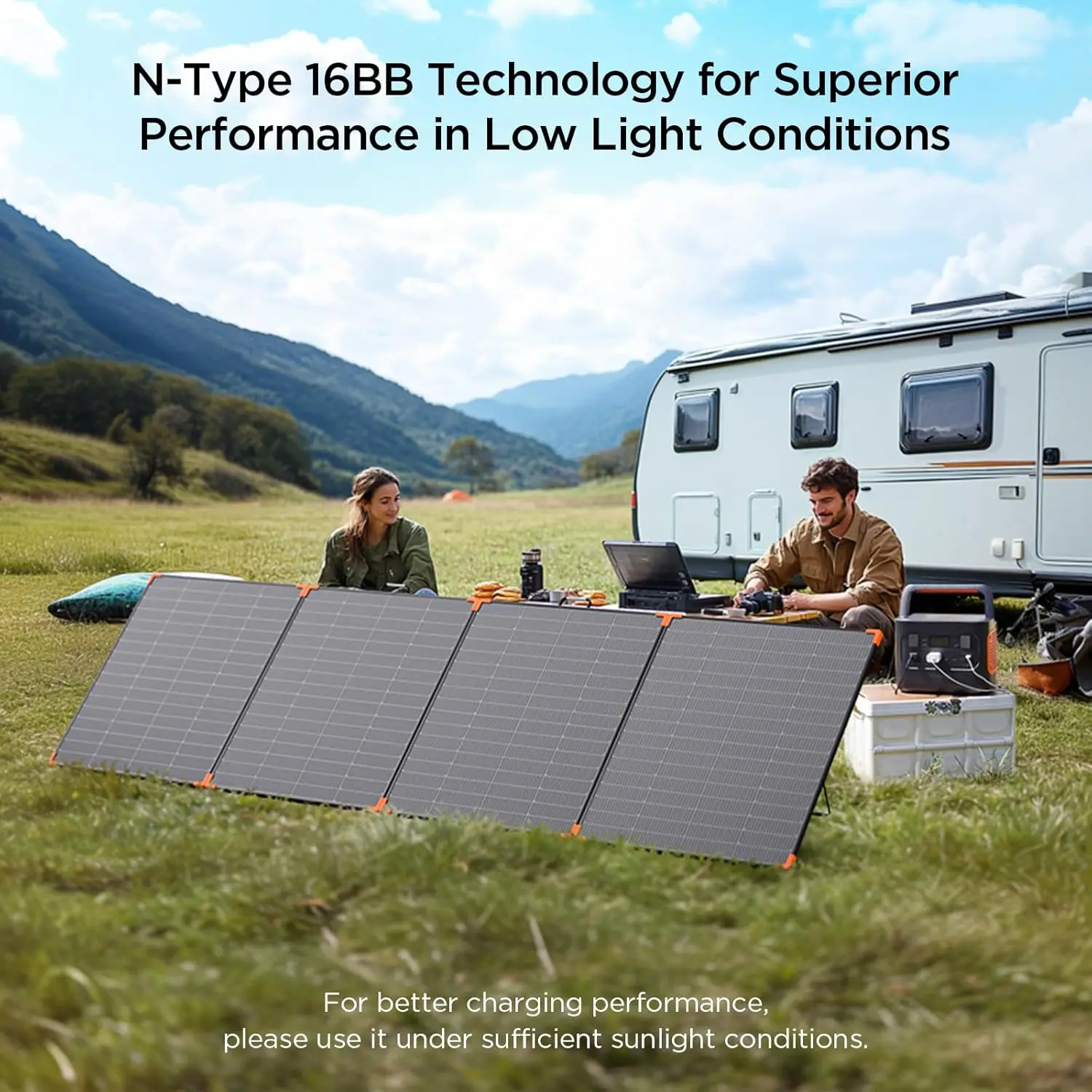 

N-Type 16BB 450W Portable Solar Panel,RV Essentials,38V Foldable Solar Charger for Power Station, 25% High Efficiency·Hot Sale