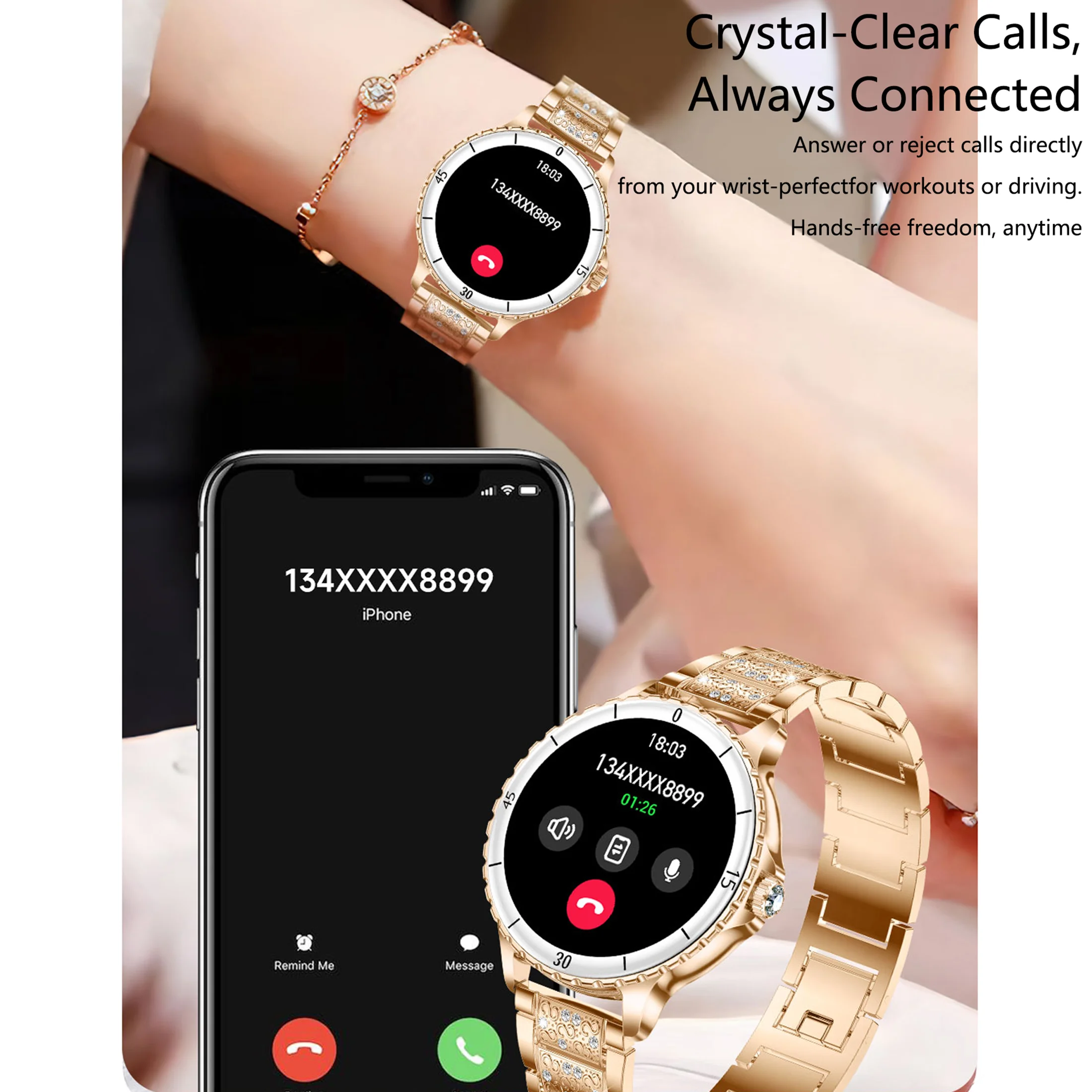 2025 جديد المرأة ساعة ذكية مراقب معدل ضربات القلب بلوتوث دعوة جهاز تعقب للياقة البدنية مدير الدورة الشهرية IP68 مقاوم للماء للنساء