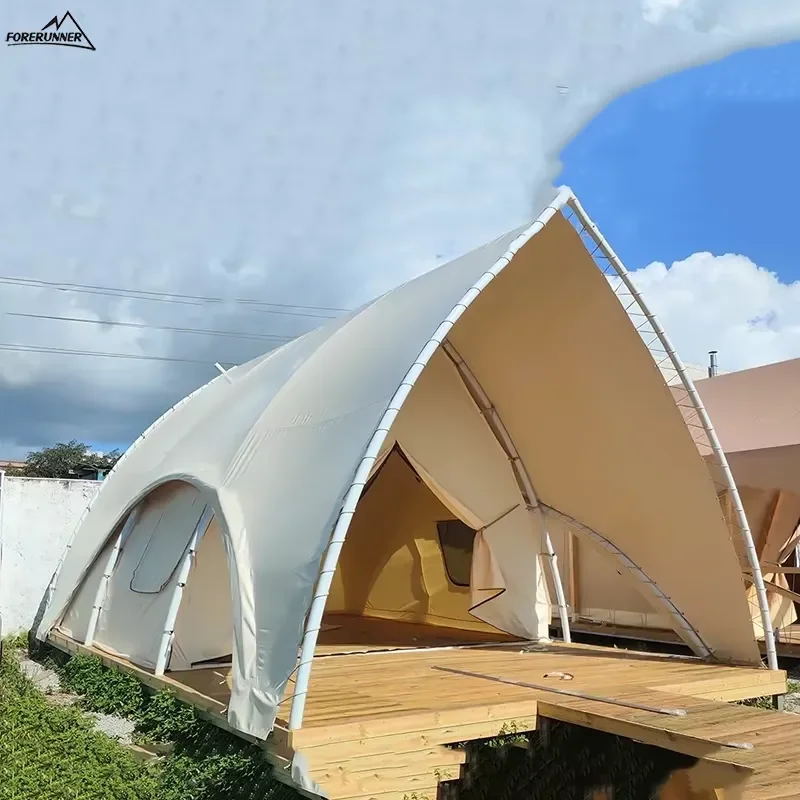 2026Hot Customizable Hard Shell Waterproof Roof Tent PVC Canvas Aluminum Pole Factory Direct Hotels Outdoor Camping Beach Use