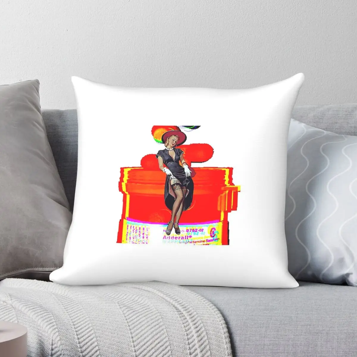 Adderall Business ADHD Pillowcase Polyester Linen Velvet Pattern Zip Decor Room Cushion Cover