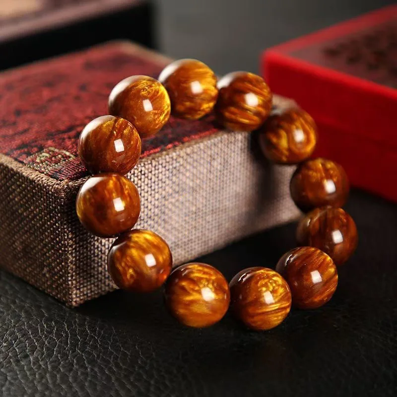 Gold Thread Sea Willow Buddha Bead Bracelet, Single Double Strand Bracelets for Men and Women, Ethnic Style Prayer Beads, Cu