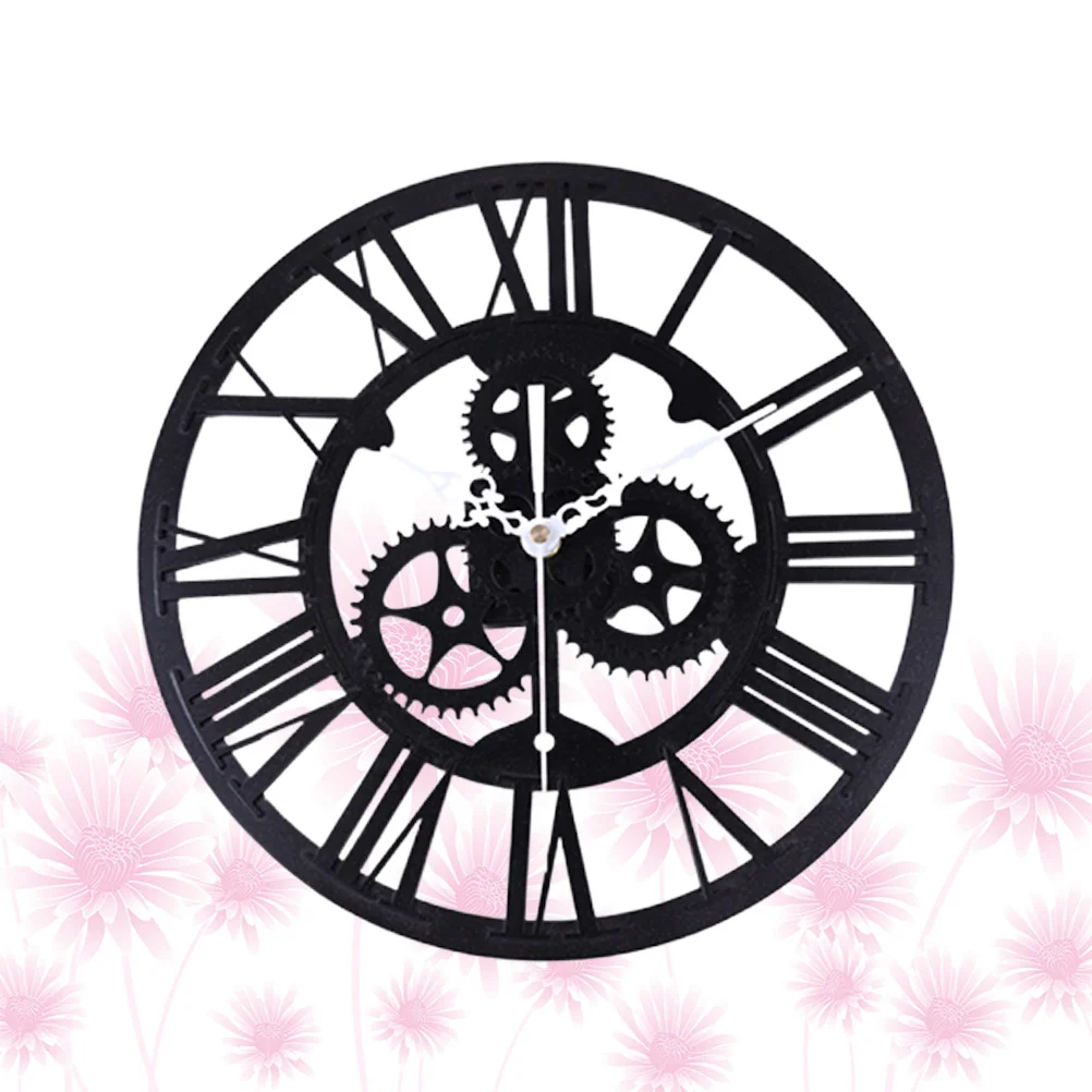 

1pc Retro Gear Wall Clock Black Industrial Style Decorative Hanging Clock For Living Room Bedroom Kitchen Creative Timepiece