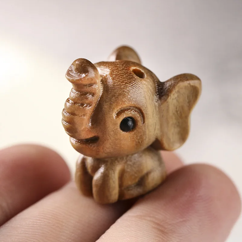 Miniature Decoration figurines for interior Natural sandalwood DIY craft gift carving cute small elephant home decoration