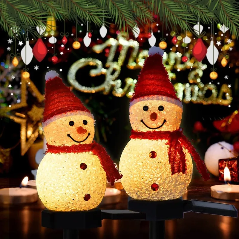 

Solar Powered Floor Lamp Decoration Atmosphere Night Light Outdoor Courtyard Garden Rice Grain Snowman Christmas Decorations