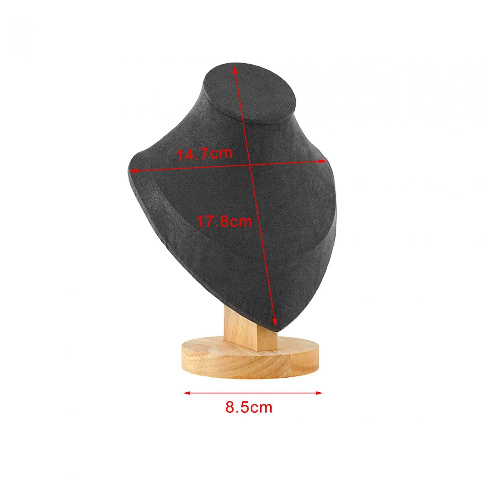 Necklace Bust Jewelry Display Stand Wood Velvet Scratchproof Organizer Rack for Chain Pendant Storage Home Exhibition Stable