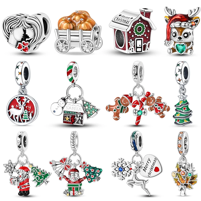 2024 novo 925 prata esterlina boneco de neve elk santa natal encantos grânulo caber pandora 925 pulseiras originais diy jóias presente do feriado