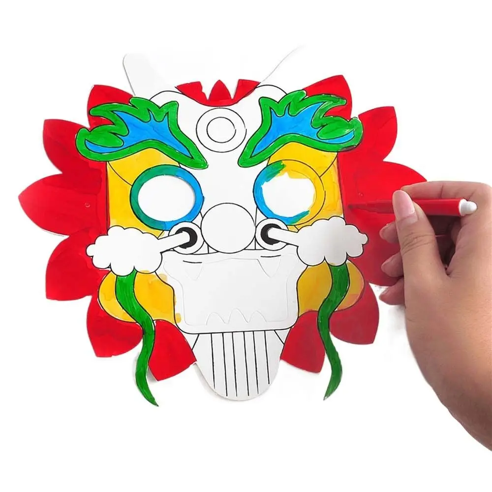 

Chinese Dragon Boat Festival DIY Blank Graffiti Paper Drawing Masks Kids Child Animal Color Birthday Favor Cosplay Party