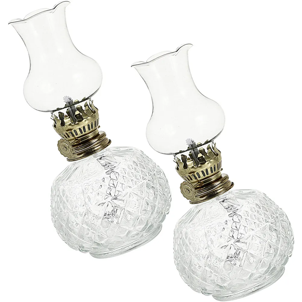 

2 шт. винтажные стеклянные масляные лампы для домашнего декора, ретро-декор для рабочего стола, светильник с эффектом пламени, элегантное освещение для создания атмосферы в помещении