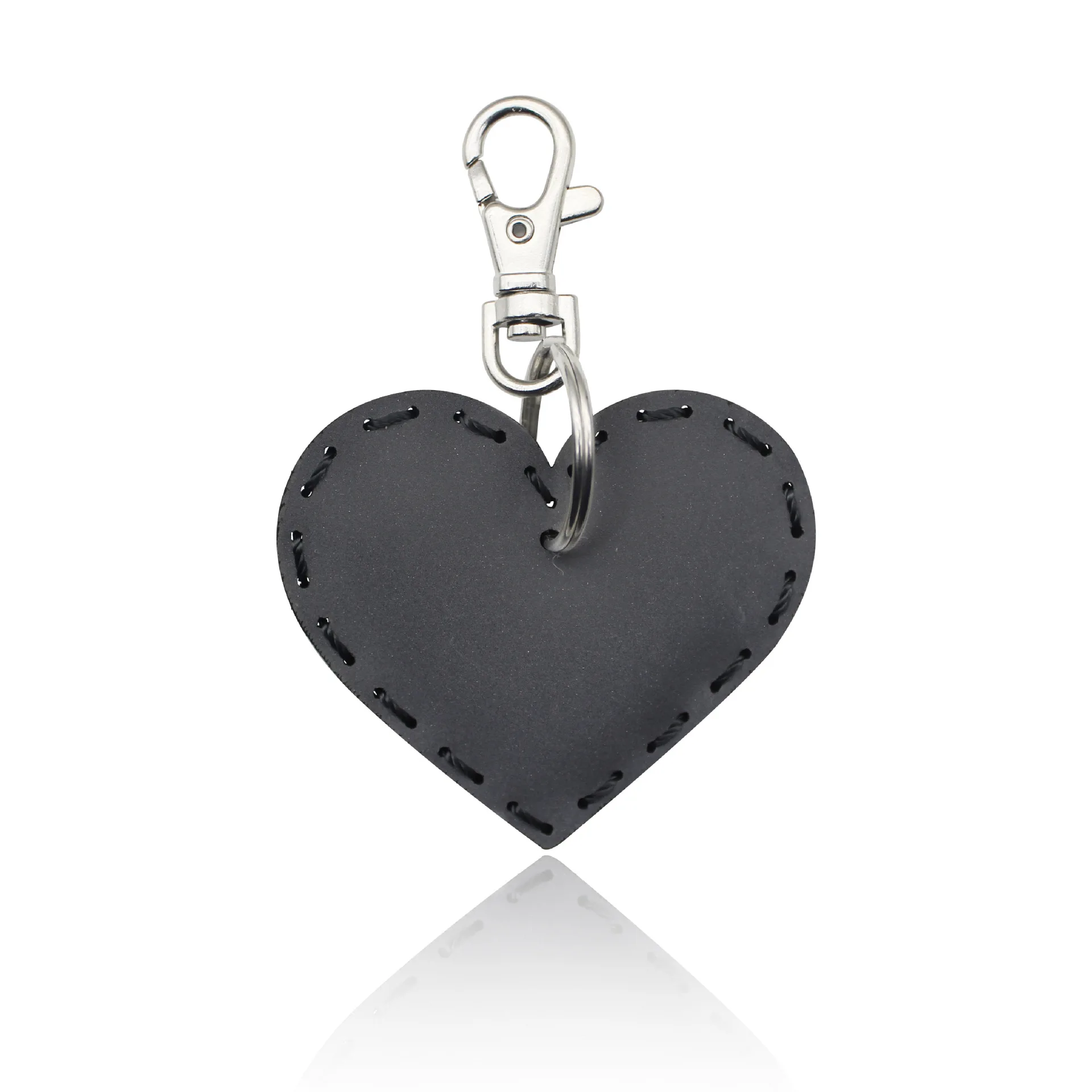 Night Light Reflective Leather Pendant Geometry Love Round Rectangle Filled Cotton Pad Stitch Keychain