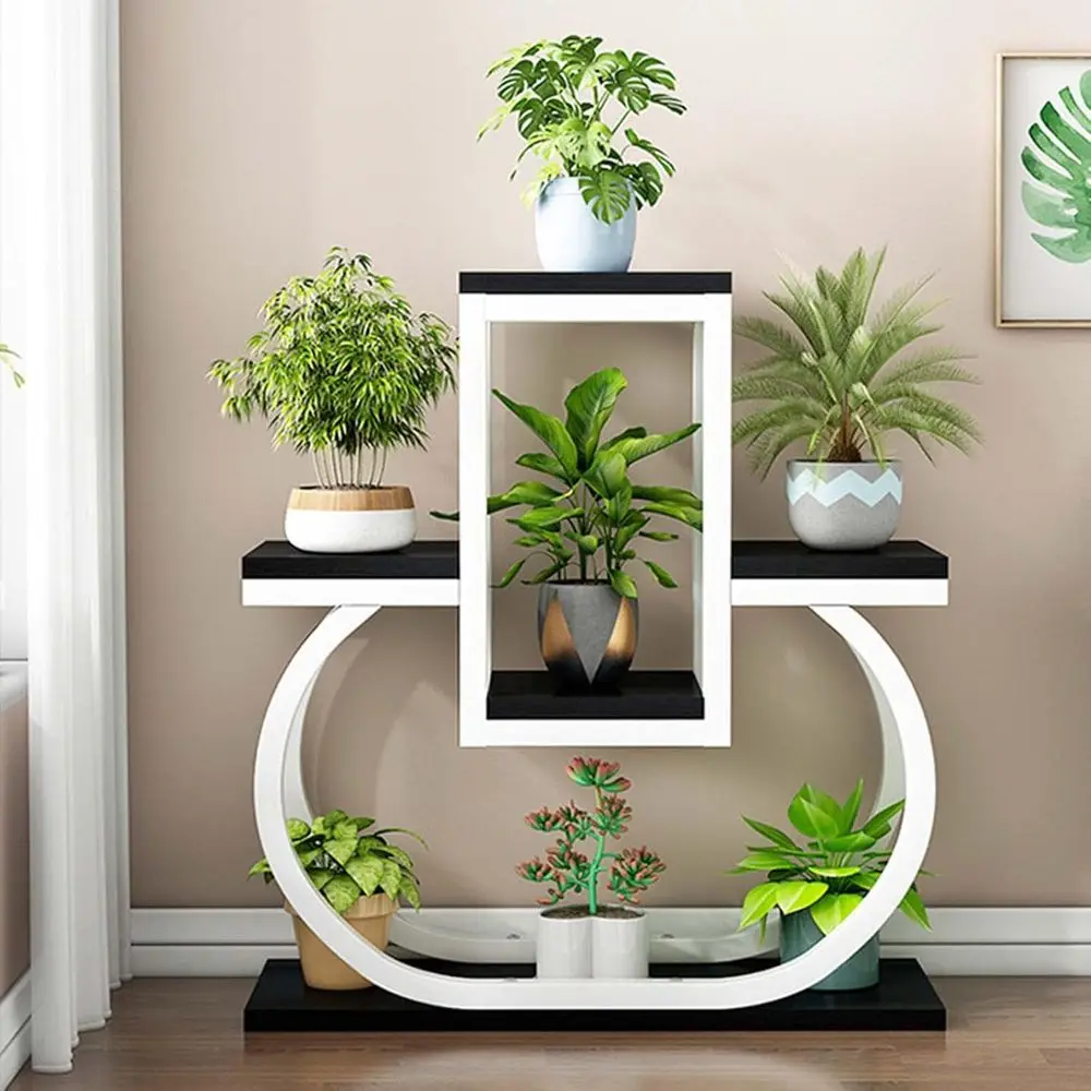 

4-х уровневая металлическая подставка для растений для дома и улицы, многослойная полка для цветочных горшков, подходит для гостиной, патио, лужайки и