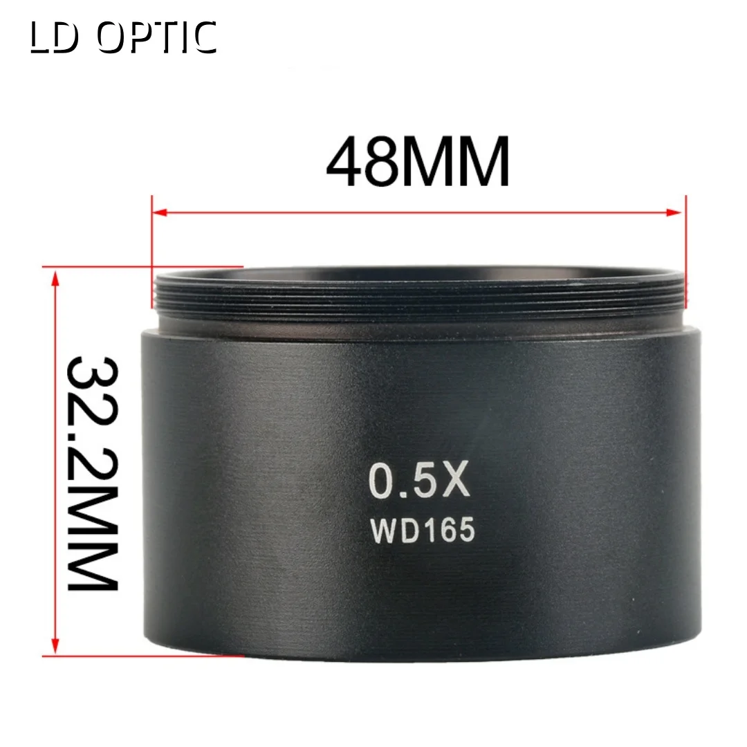 WD High Quality 0.5X Stereo Microscope Lens Accessories Auxiliary Objective Lens Barlow Lens 48mm