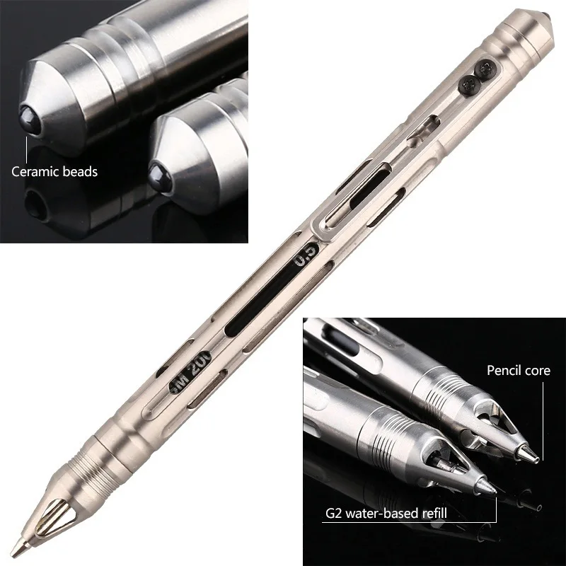 2-In-1 Gel Ink Pen Titanium Tactical Pen Pencil Multifunctional Window Breaker Writing Pen Valentines Day Gift With Box Luxury