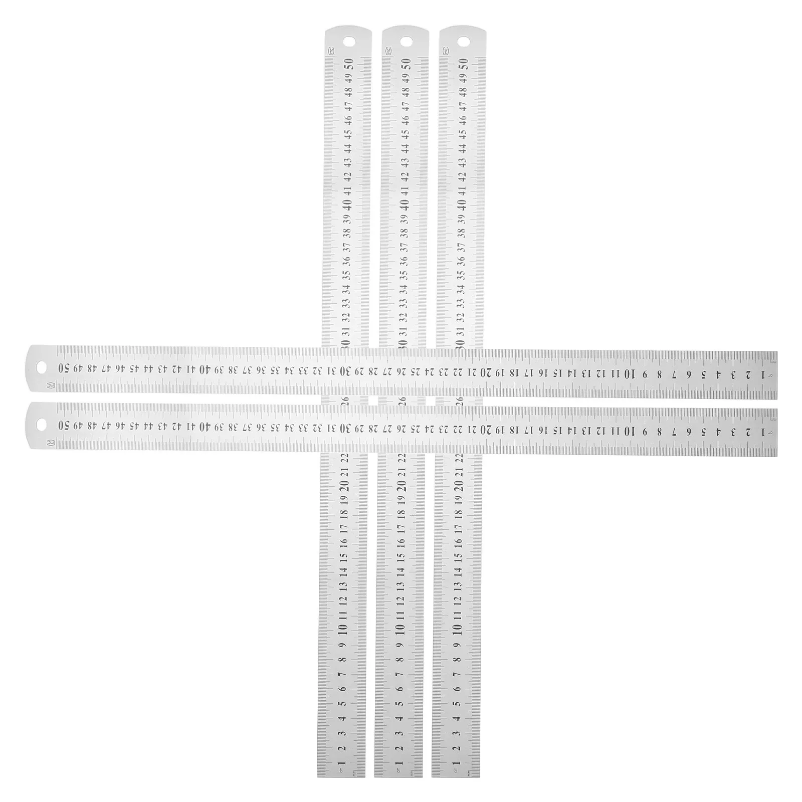

Набор из 5 утолщенных линеек из нержавеющей стали, 50 см/20 дюймов, двусторонняя метрическая и дюймовая шкала, прецизионная металлическая прямая линейка для школы
