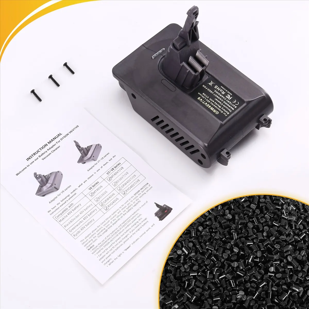 ABUB GRW40V7V8 Adapter for Greenworks 40V Battery Convert to for Dyson V6 Series Cordless Stick Vacuum Cleaner (Adapter Only)