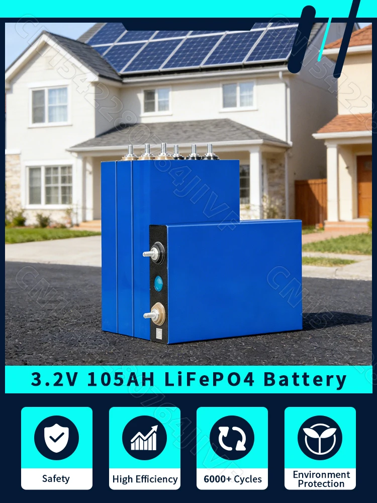 105AH LiFePO4 Akku 3.2V Klasse A Brandneue Wiederaufladbare Zelle 6000+ Zyklen EU-Lagerbestand DIY 12V 24V 48V Für Solar-Akkupacks