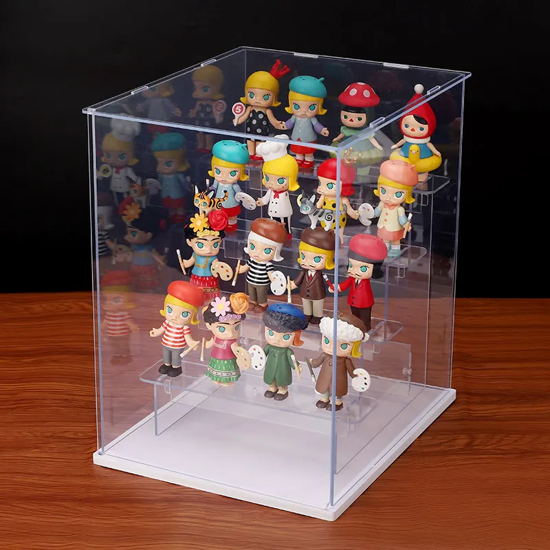 Blind Box Display Stand Pop Mart Collectible Figurines Acrylic Storage Box Transparent Dust-Proof Model Display Case