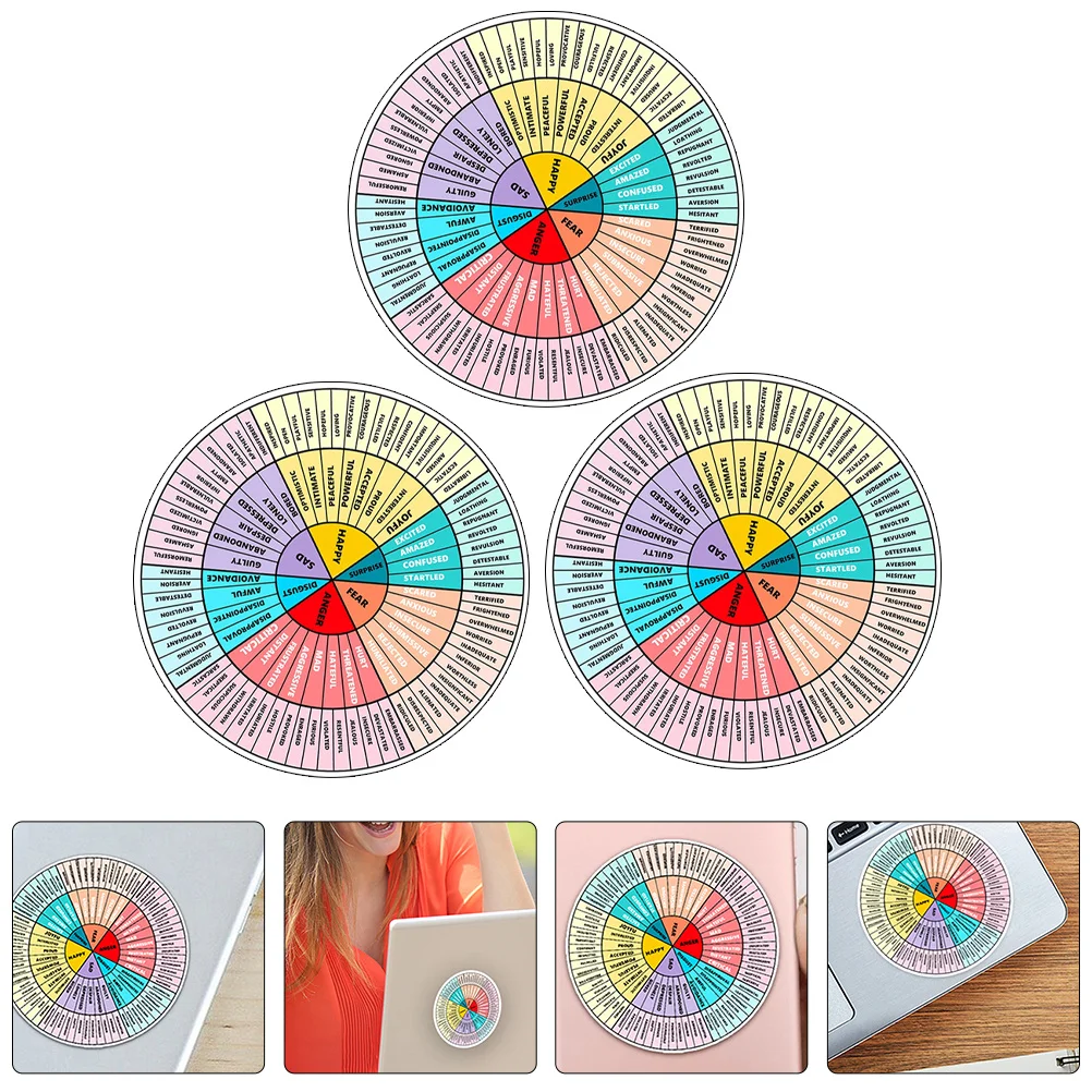 3 Stücke Gefühl Rad Magnetische Aufkleber Helle Farben Emotion Diagramm Laptop Gefrierschrank Dekorative Aufkleber Emotion Ausdruck und