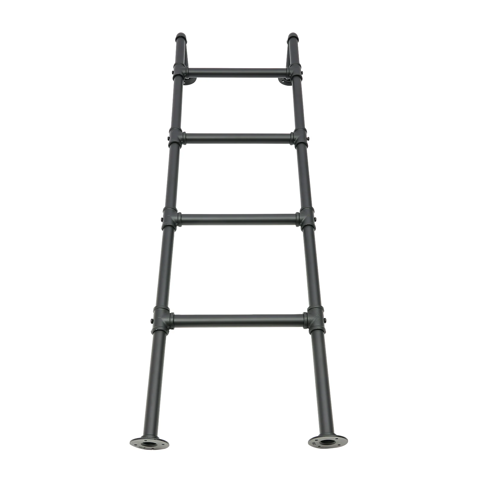 Black, 146 cm Length Ladder, 4-Step Ladder, Wall/Floor-Mounted Ladder, Load Capacity 440 lbs, for Home, Caravans, Lofts, Flats