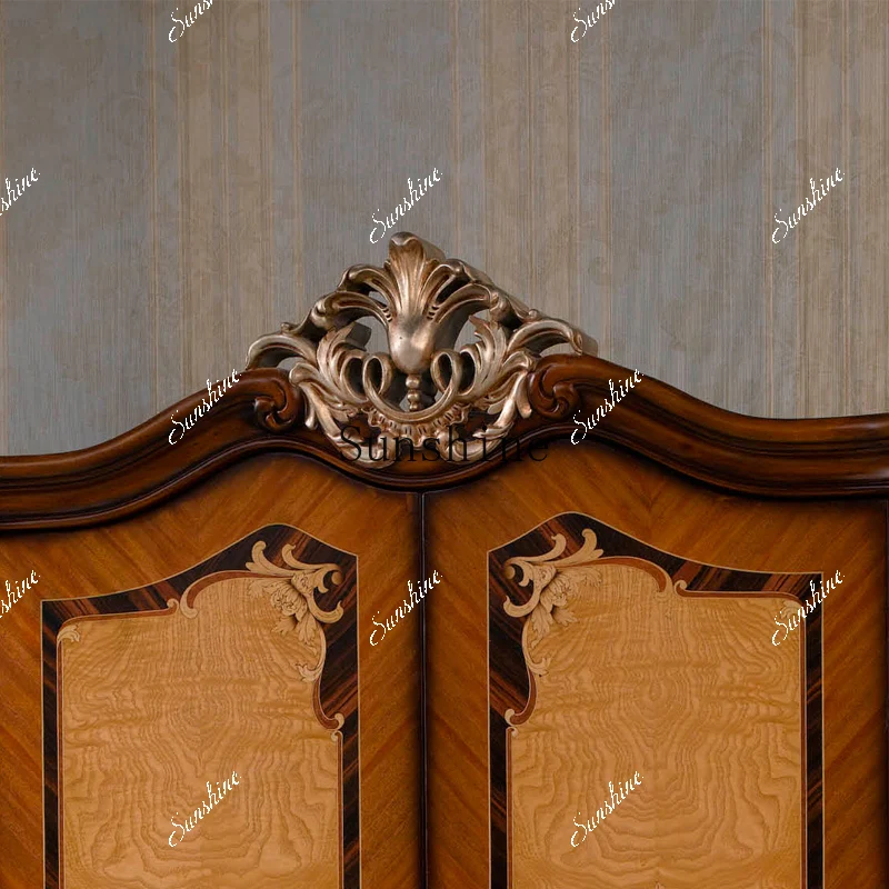 

European solid wood wardrobe bedroom double two door wardrobe storage cabinet FT