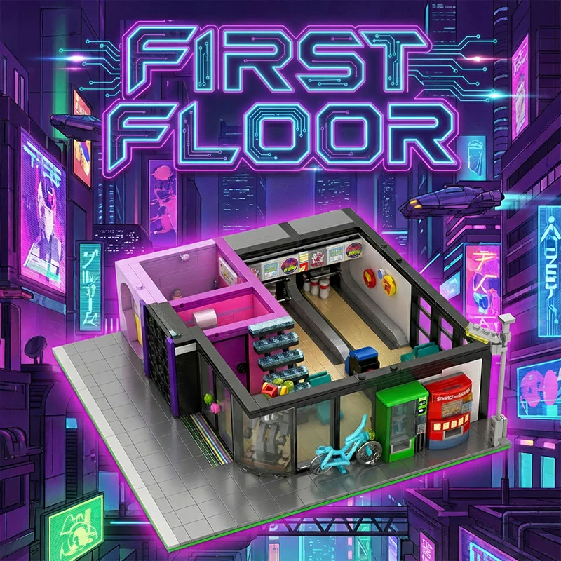 Ensemble de construction Cyberpunk pour salle d'arcade, 2600 pièces, avec éclairage, Architecture de ville, bloc de construction modulaire, Kit d'assemblage, modèle, cadeau pour adultes