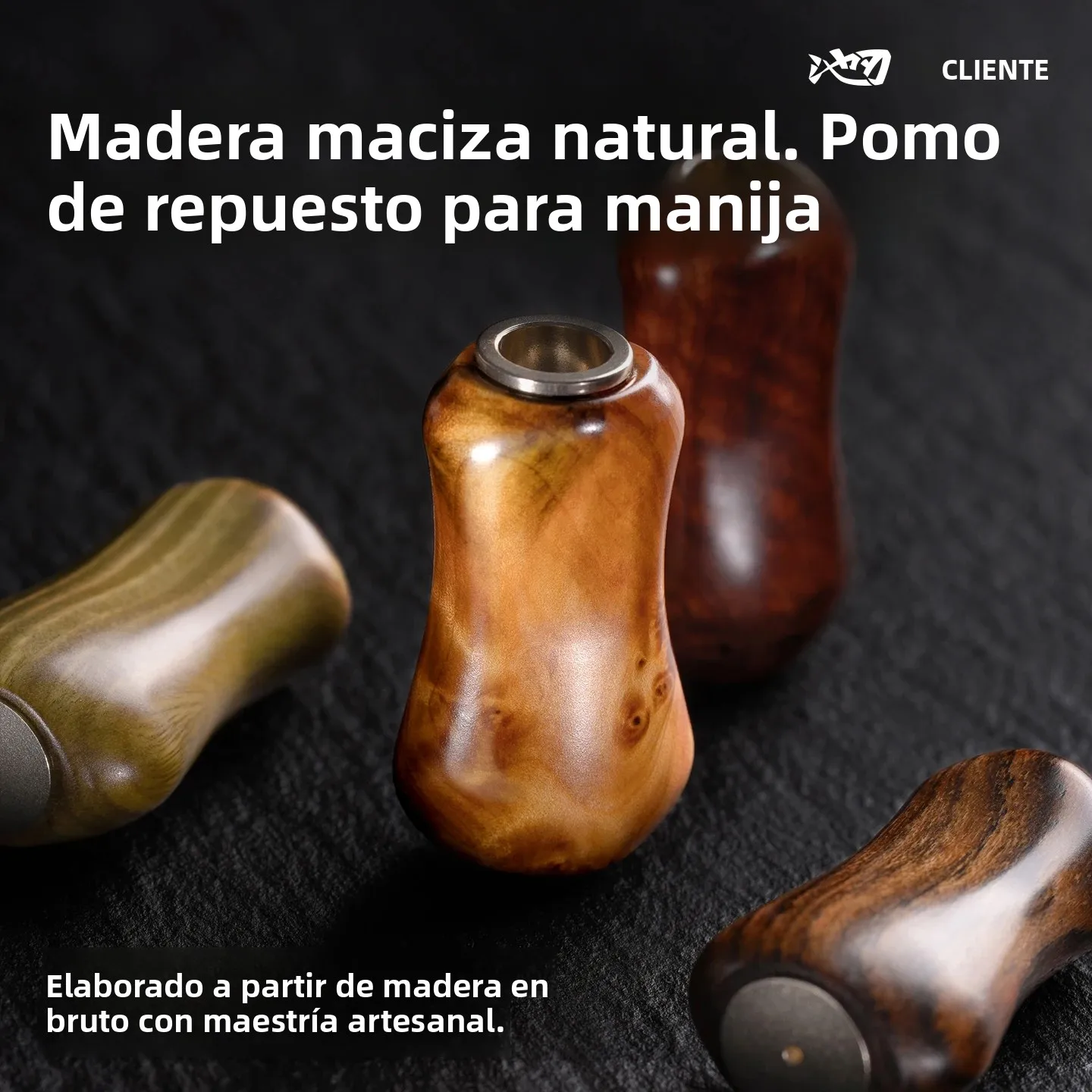 Pomo de madera CHILENT – Manivela universal para spinning y baitcasting