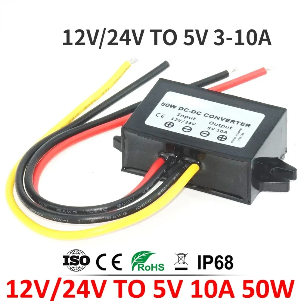 

12V 24V to 5V 5A 3A 10A Step Down DC DC Power Converter 8-36V Buck 5V Switching Power Supply 12 Volt to 5 Volt for Car LED