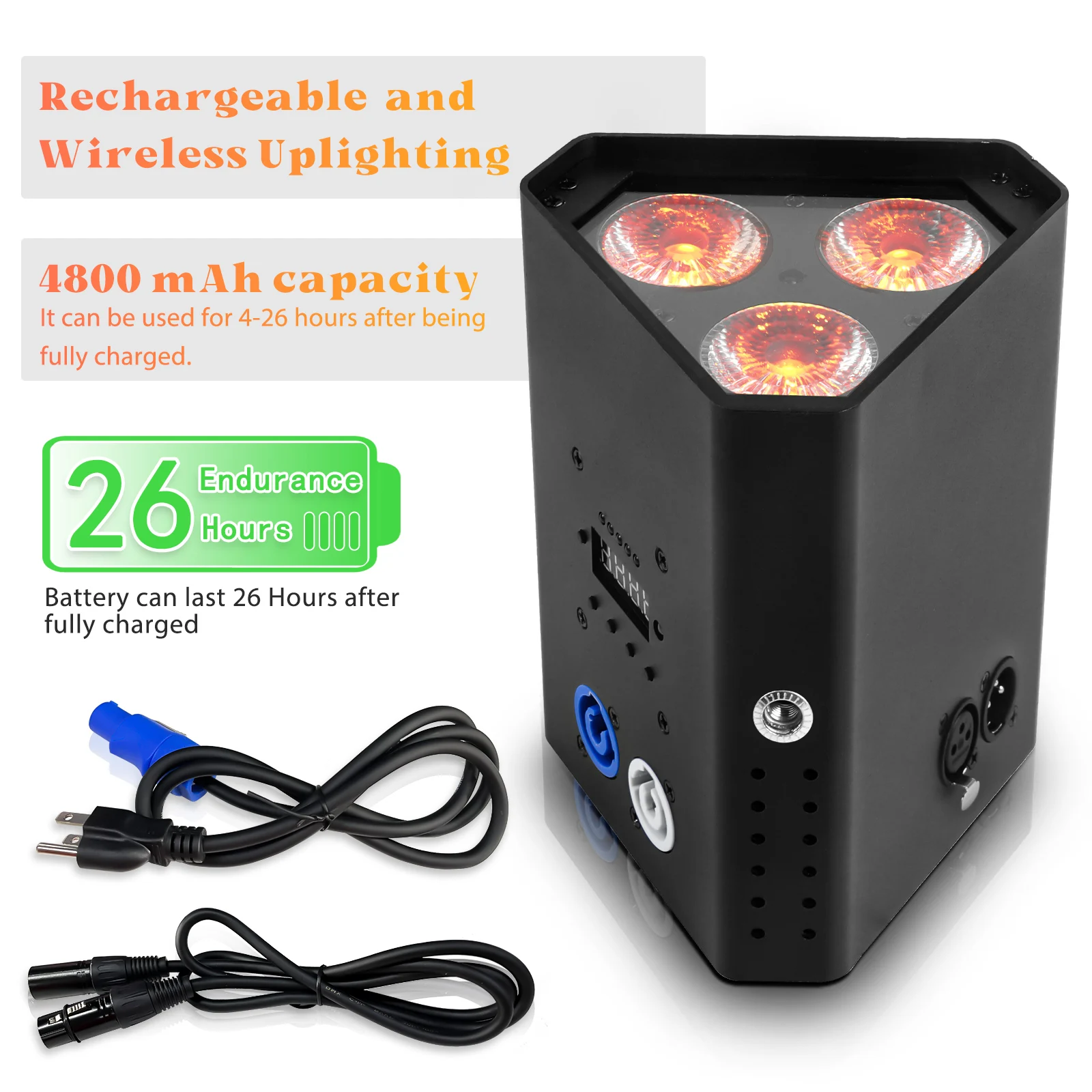 U'King 3x18W RGBWA+UV 6in1 LED-Par-Licht mit integriertem Akku, kabellose Fernbedienung, DMX-Wasch-Par-Licht für DJ-Bühnenauftritte – Detail 4