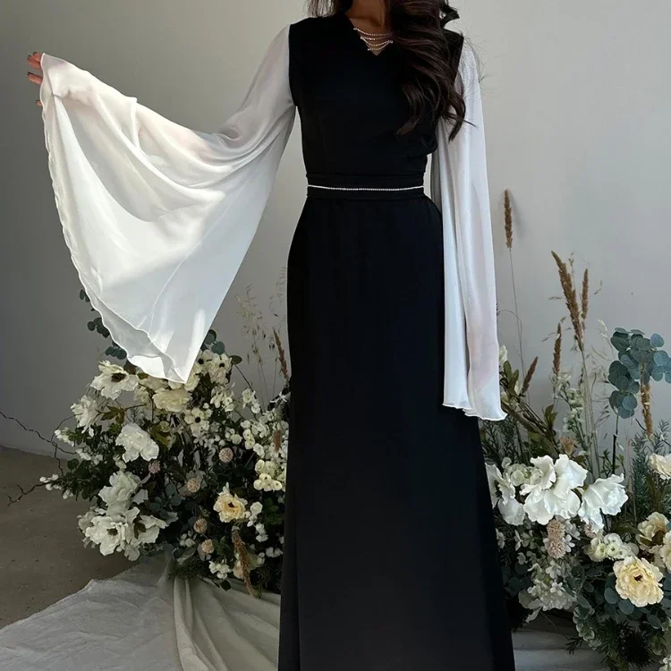 Eid Party Dresses Women Abaya Dress Ramadan Butterfly Sleeve Vestidos Largo Abayas Kaftan Mesh Dubai Arab Long Robe 2024