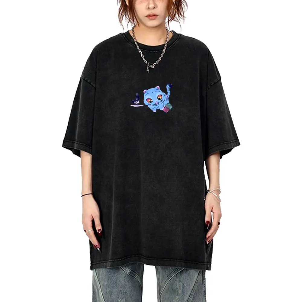 

Movie KPop Demon Hunters Derpy Tiger Washed T-shirt Men Women Cartoon Fashion Trend Tshirt Tops Men's Casual Oversized T Shirts