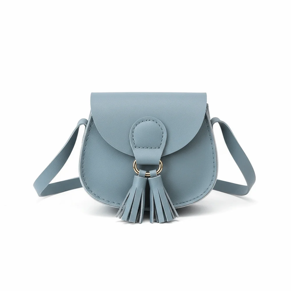 New Cute Children Shoulder Bag PU Leather Adjustable Kids Coin Purse Tassels Mini Size Princess Messenger Bag Girls
