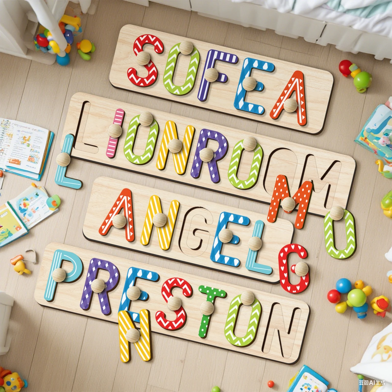 عيد الهالوين، عيد الشكر، هدايا عيد الميلاد: لغز اسم الطفل المخصص، ألعاب الحروف الأبجدية للتعلم المبكر، لغز خشبي مخصص،