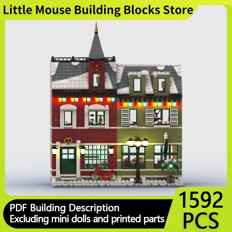 

City Street View Model MOC Building Bricks Winter Village Bakery Modular Technology Gifts Holiday Assemble Children Toys Suit