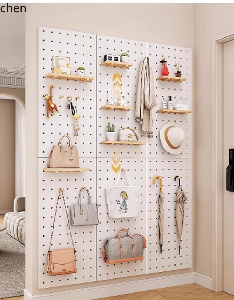 Storage Rack Solid Wood Entryway Wall Mounted Storage Rack Decorative Wall Storage Rack