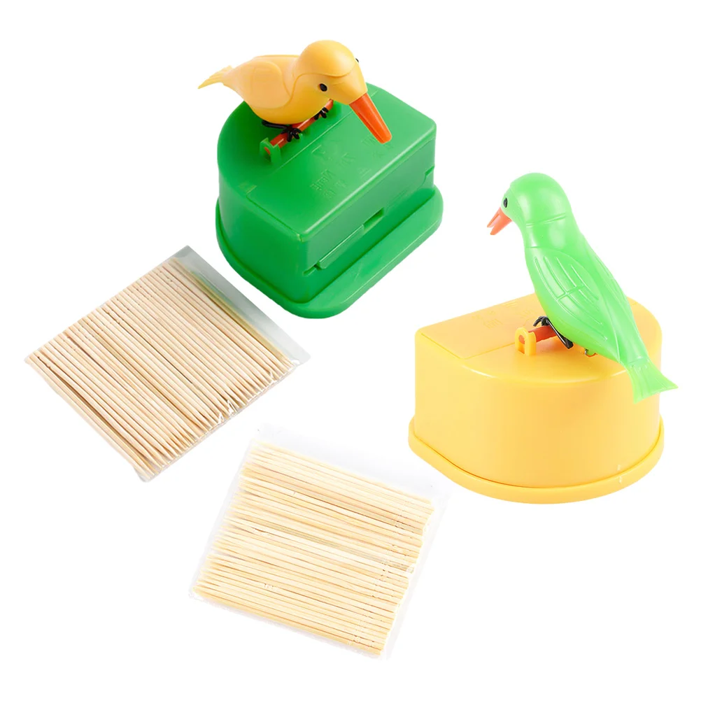 

2 Sets Toothpick Holder Press Type Dispenser Box Container Household ganizer Case for Home Travel Camping Kitchen Bar Use