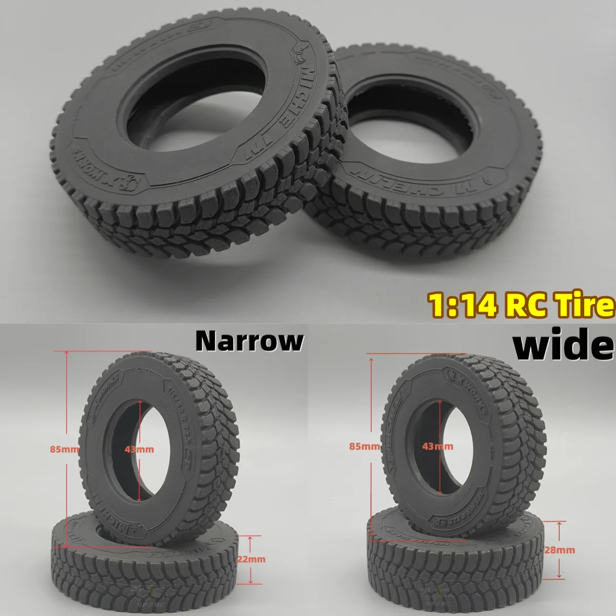 

85 мм резиновые шины для кукол с дистанционным управлением, узкие шириной 22 мм/28 мм для 1/14 Rc Tamiya, тягач, прицеп, аксессуары для самостоятельного изготовления, запчасти для шин