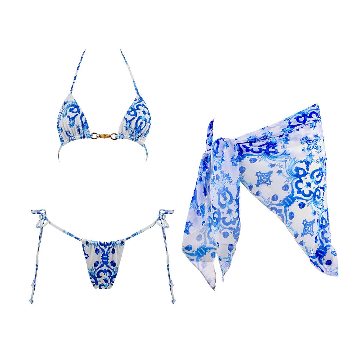 3 Pieces Women Swimsuit Swimwear Micro 2026 Sexy Female Print Bikini Set Beachwear Sarong Bathing Suit Swimming Suit Biquini