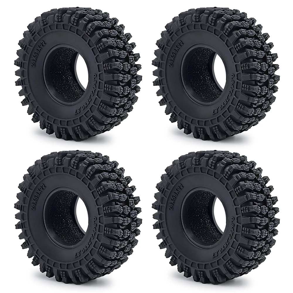 YEAHRUN 4 Stück 1,0 Zoll weiche Gummi-Radreifen 50/54/58/62/64/65 mm für TRX-4M 1/18 Axial SCX24 1/24 RC Crawler Car Upgrade-Teile