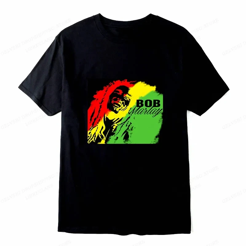 Rap Singer Bob Marley T-shirt Men\'s Fashion Cotton T-shirt Street Hip Hop Punk Top Women\'s Vintage T-shirt Solid Summer Clothing