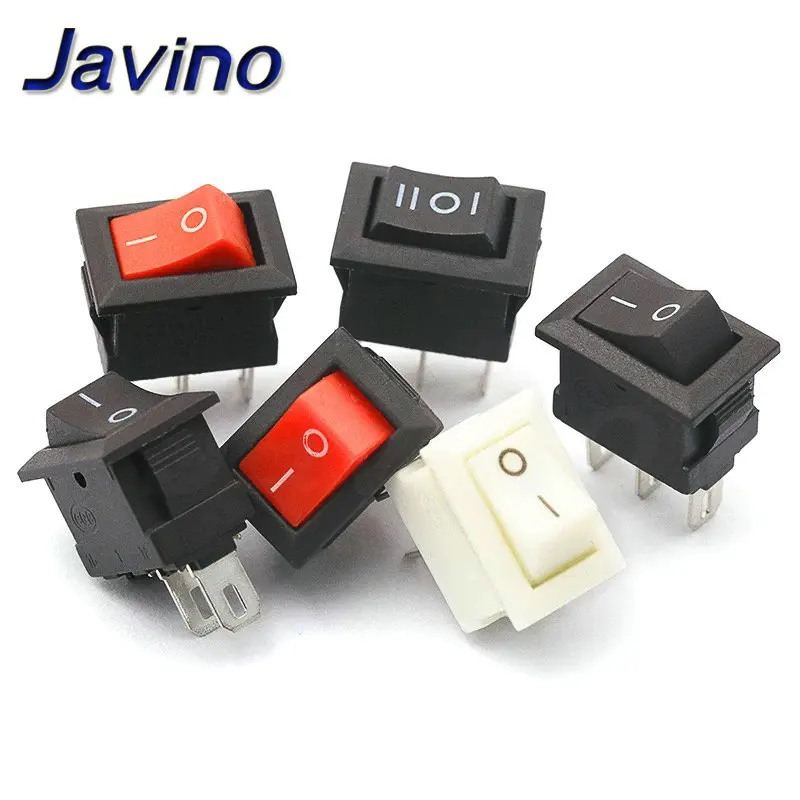 10PCS Push Button Switch 10x15mm SPST 2Pin 3A 250V KCD11 Snap-in on/Off Rocker Switch 10MM*15MM Black Red and White