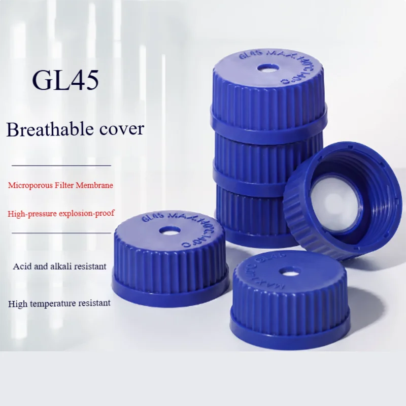 GL45 blue cap bottle breathable cap with PTFE membrane high temperature and high pressure sterilizable reagent bottle cap