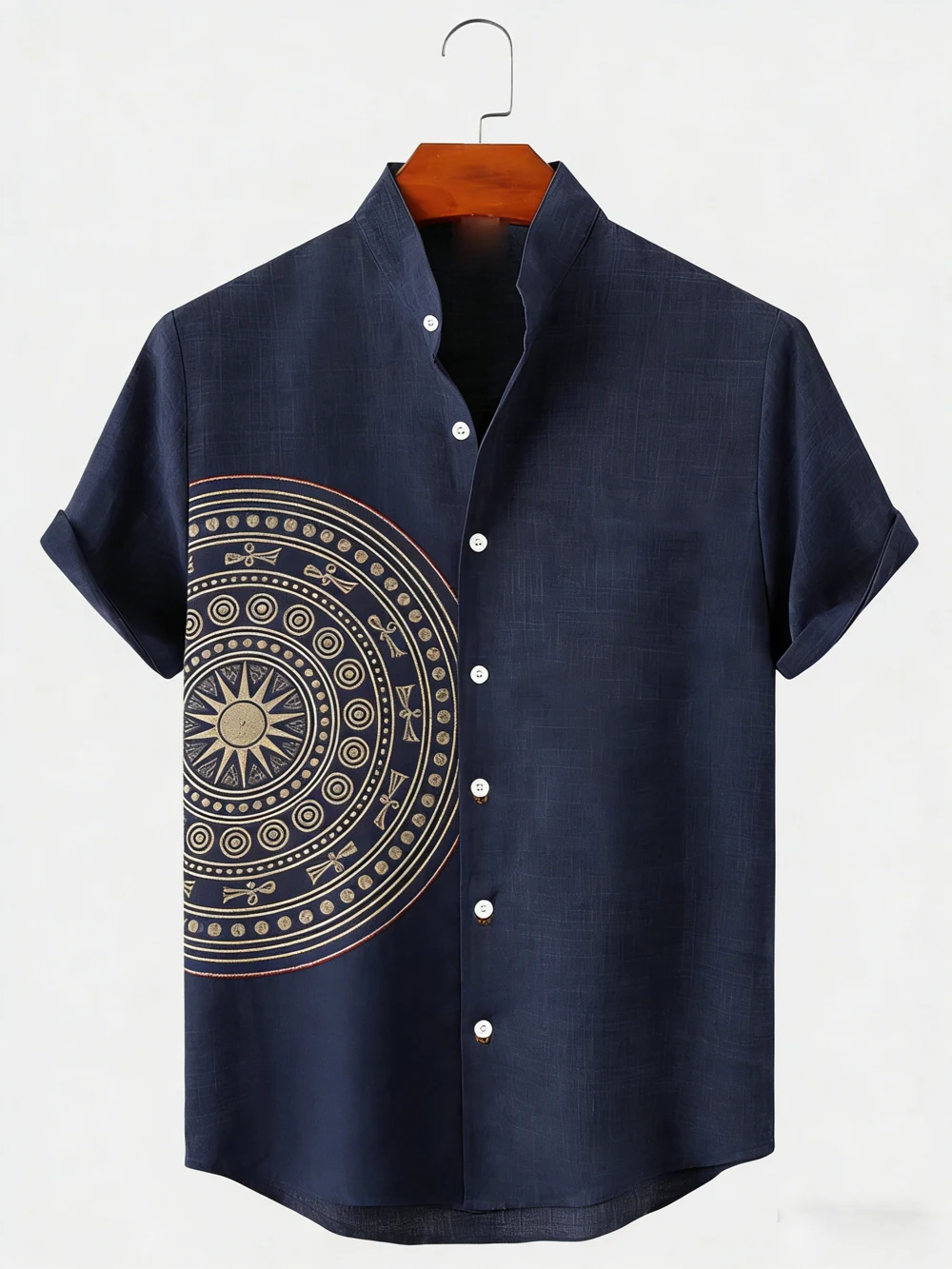 2026 men's short-sleeved multi-colored shirt, ethnic natural color printed shirt, Hawaiian vacation outdoor party shirt