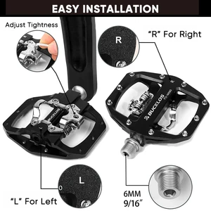 Bucklos Pedals MTB Bike Pedal Plan Platform Double Rolling Function Caber System SPD Aluminum Liga Mountain Bike Pedal Part of the bike 7 Main Sales Double Pedal - №4