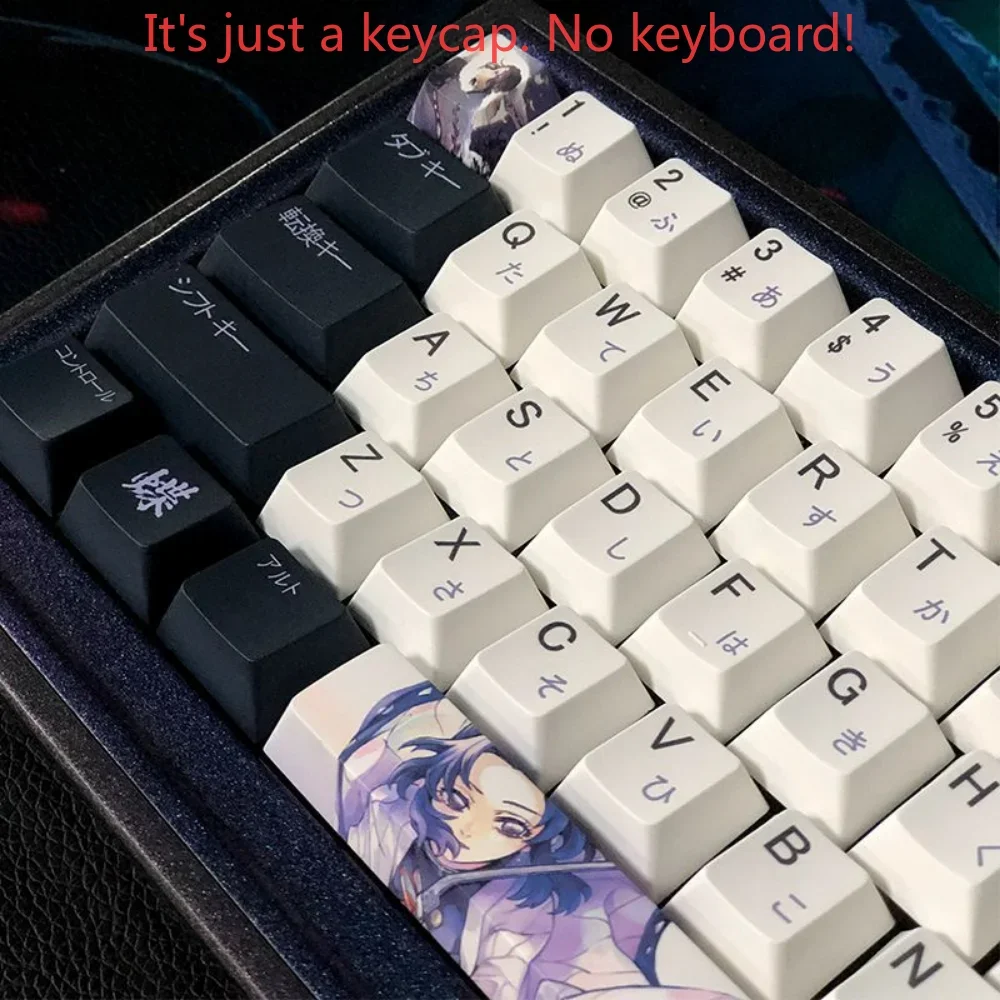 Anime Ghost Destruction Blade Cherry Keycap Set PBT 130 Keys Japanese Keycaps for Mechanical Keyboards 61/75/85/104/108